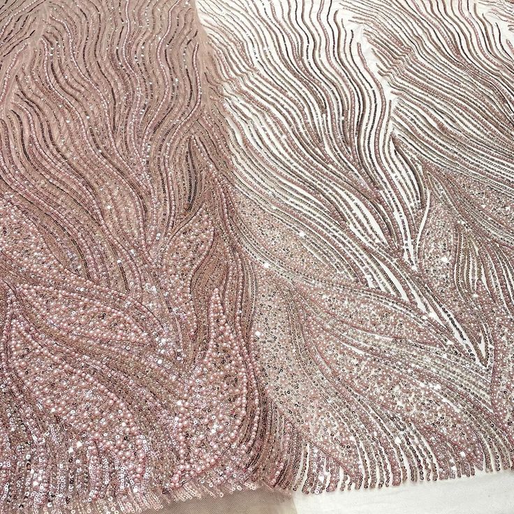 Rose gold ύφασμα με μαργαριτάρια